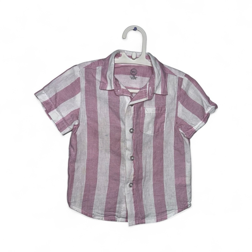 Wonder Nation Pink and White Striped Button Down Shirt
